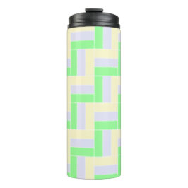 Pastel Rechthoeken Patroon Witte Stippellijnen Thermosbeker