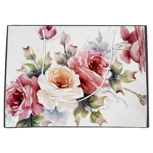 Pastel Red & Cream Rozen Gift Bag Groot Cadeauzakje (Voorkant)
