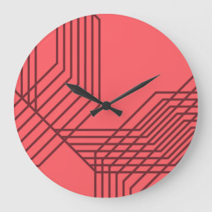 Pastel Red, eenvoudig, modern, geometrisch ontwerp Grote Klok
