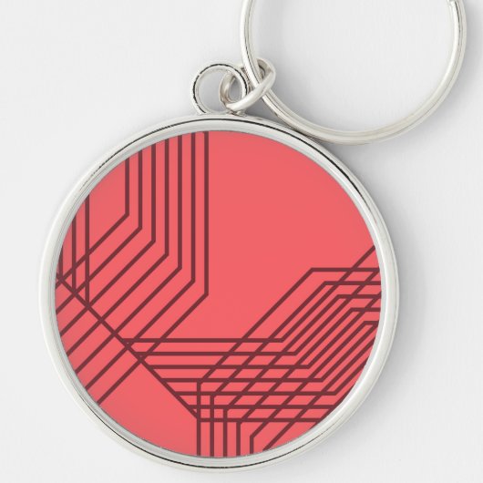 Pastel Red, eenvoudig, modern, geometrisch ontwerp Sleutelhanger (Voorkant)