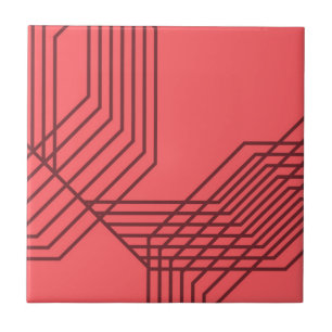 Pastel Red, eenvoudig, modern, geometrisch ontwerp Tegeltje