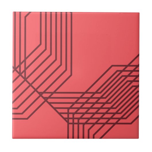 Pastel Red, eenvoudig, modern, geometrisch ontwerp Tegeltje (Voorkant)