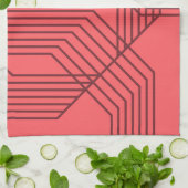 Pastel Red, eenvoudig, modern, geometrisch ontwerp Theedoek (Gevouwen)