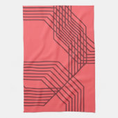 Pastel Red, eenvoudig, modern, geometrisch ontwerp Theedoek (Verticaal)