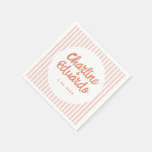 Pastel Red Handwriting Retro Wedding Napkins