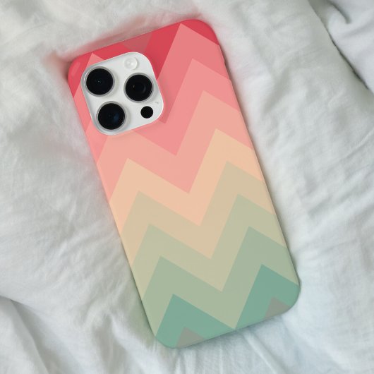 Pastel Red Pink Turquoise Ombre Chevron Pattern iPhone Hoesje