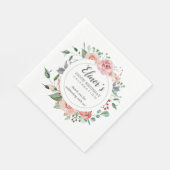 Pastel Red Rose Floral 100th Birthday Hartelijk da Servet (Hoek)