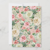 Pastel Red Rose Floral 80th Birthday Party Kaart (Achterkant)