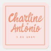 Pastel Red roze handschrift Retro Weddenschap Vierkante Sticker (Voorkant)