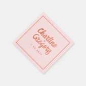 Pastel Red roze handschrift Retro Wedding Napkins Servet (Hoek)
