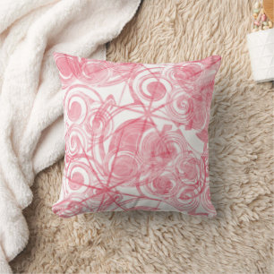 Pastel Red Spirals en sterren Geometrisch Abstract Kussen