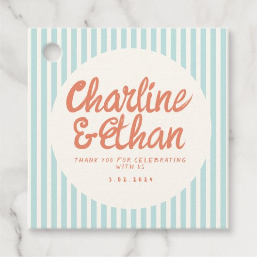 Pastel RedHandwriting Retro Weddenschap Bedankt Fa Bedankjes Labels (Voorkant)