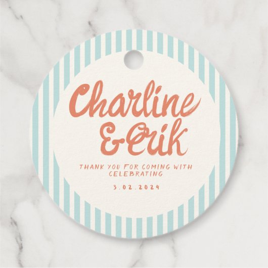 Pastel RedHandwriting Retro Weddenschap Bedankt Fa Bedankjes Labels (Achterkant)