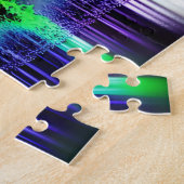 Pastel reflectie van zwart silhouet bos legpuzzel (Zijkant)