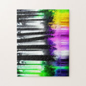 Pastel reflectie van zwart silhouet bos legpuzzel (Verticaal)