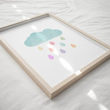 Pastel regen en wolk poster