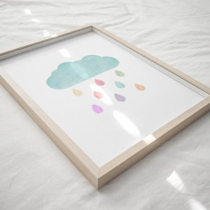 Pastel regen en wolk poster