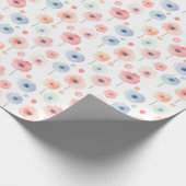 Pastel Regenboem Bloemen op Wit Cadeaupapier (Hoek)