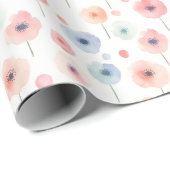 Pastel Regenboem Bloemen op Wit Cadeaupapier (Rol Hoek)