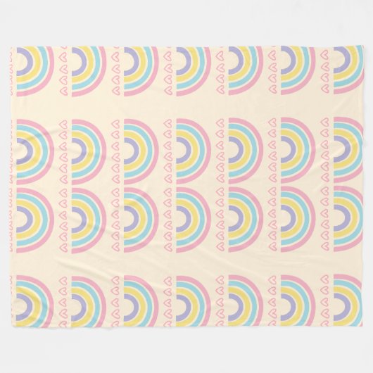 Pastel regenbogen en harten fleece deken (Voorkant (Horizontaal))