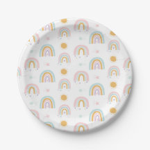 Pastel regenbogen en zonnen verjaardagsfeest bordj