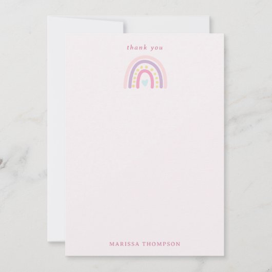 Pastel Regenbogen Meisjesachtige Wilde Bloemen & H Bedankkaart (Voorkant)