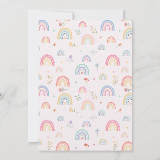 Pastel Regenbogen Meisjesachtige Wilde Bloemen & H Bedankkaart (Achterkant)