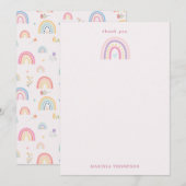 Pastel Regenbogen Meisjesachtige Wilde Bloemen & H Bedankkaart (Voorkant / Achterkant)