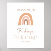 Pastel Regenboog 1e Verjaardagsfeest Welkomstposte Poster (Voorkant)
