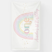 Pastel Regenboog 1e Verjaardagsfeestje Achtergrond Spandoek (Verticaal)