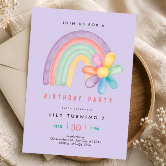 Pastel Regenboog 7e Verjaardag Kaart