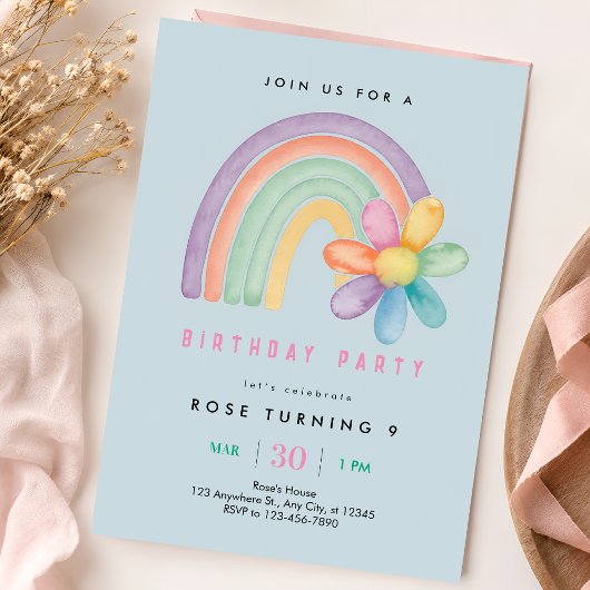 Pastel Regenboog 9e Verjaardag Kaart
