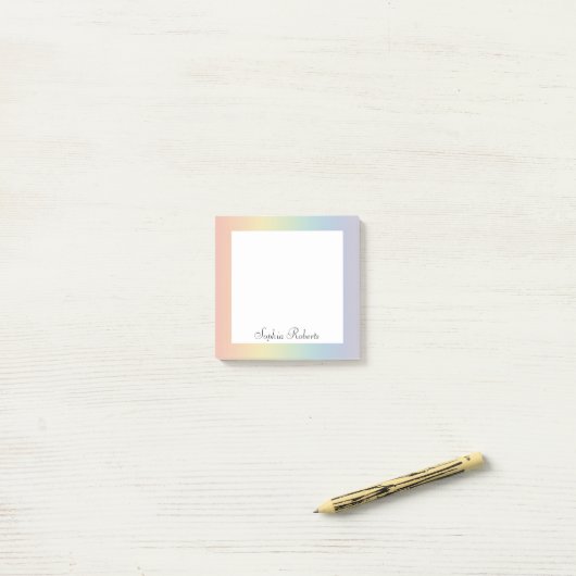 Pastel Regenboog Aangepaste Naam Post-it® Notes (Op bureau)