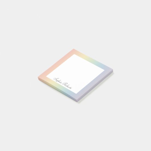 Pastel Regenboog Aangepaste Naam Post-it® Notes (Schuin)