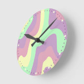Pastel Regenboog Abstract Wavy Line Pattern Ronde Klok (Hoek)
