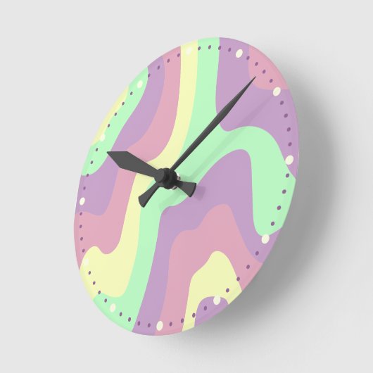 Pastel Regenboog Abstract Wavy Line Pattern Ronde Klok (Hoek)