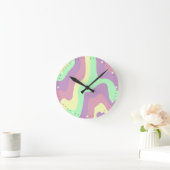 Pastel Regenboog Abstract Wavy Line Pattern Ronde Klok (Huis)
