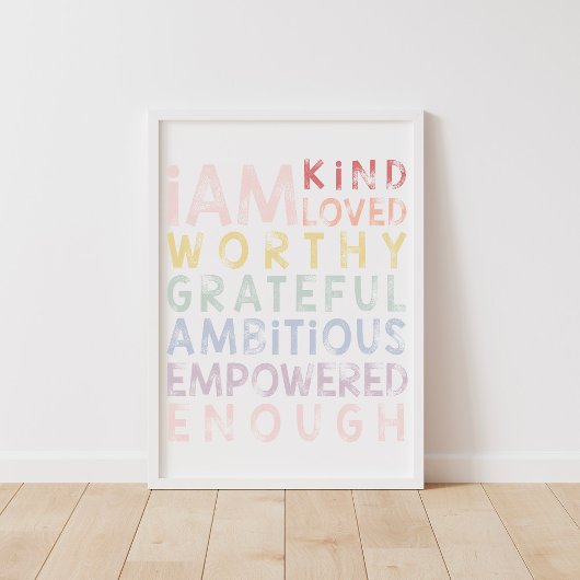Pastel Regenboog Affirmaties Voor Kinderen Poster