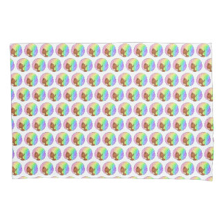 Pastel Regenboog Afro Portret Groovy Retro Krullen Kussensloop