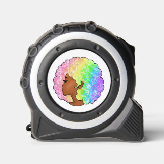 Pastel Regenboog Afro Portret Groovy Retro Krullen Rolmaat