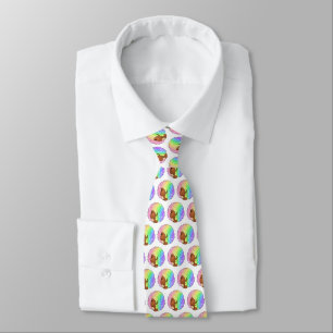 Pastel Regenboog Afro Portret Groovy Retro Krullen Stropdas