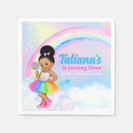 Pastel Regenboog Afro Puff Meisje Verjaardagsfeest Servet