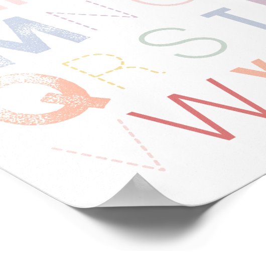 Pastel Regenboog Alfabet ABC Kinderkamer Decor Poster (Hoek)