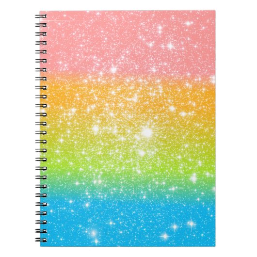 Pastel Regenboog Astrale Glitter Notitieboek (Voorkant)