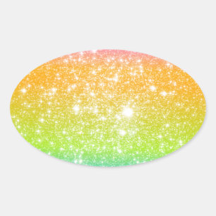 Pastel Regenboog Astrale Glitter Ovale Sticker