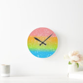 Pastel Regenboog Astrale Glitter Ronde Klok (Huis)