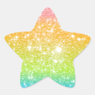 Pastel Regenboog Astrale Glitter Ster Sticker