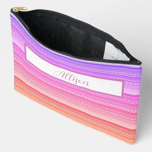 Pastel regenboog aztec patroon gepersonaliseerd etui (Open)