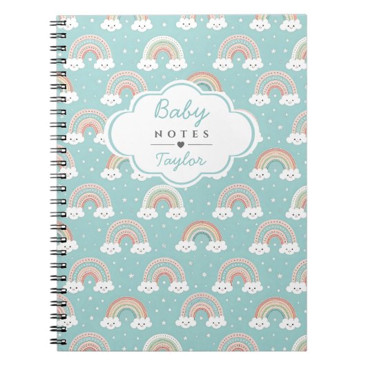 Pastel Regenboog Baby Notities Journaal Aangepaste Notitieboek (Voorkant)