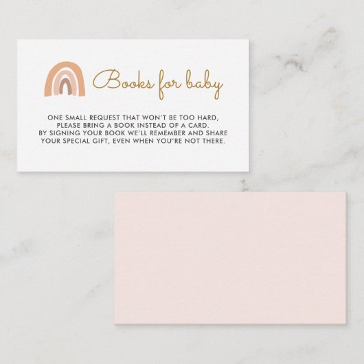Pastel Regenboog Baby Shower Boeken voor Baby Inla Informatiekaartje (Voorkant / Achterkant)
